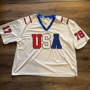 USA Themed White Jersey Top